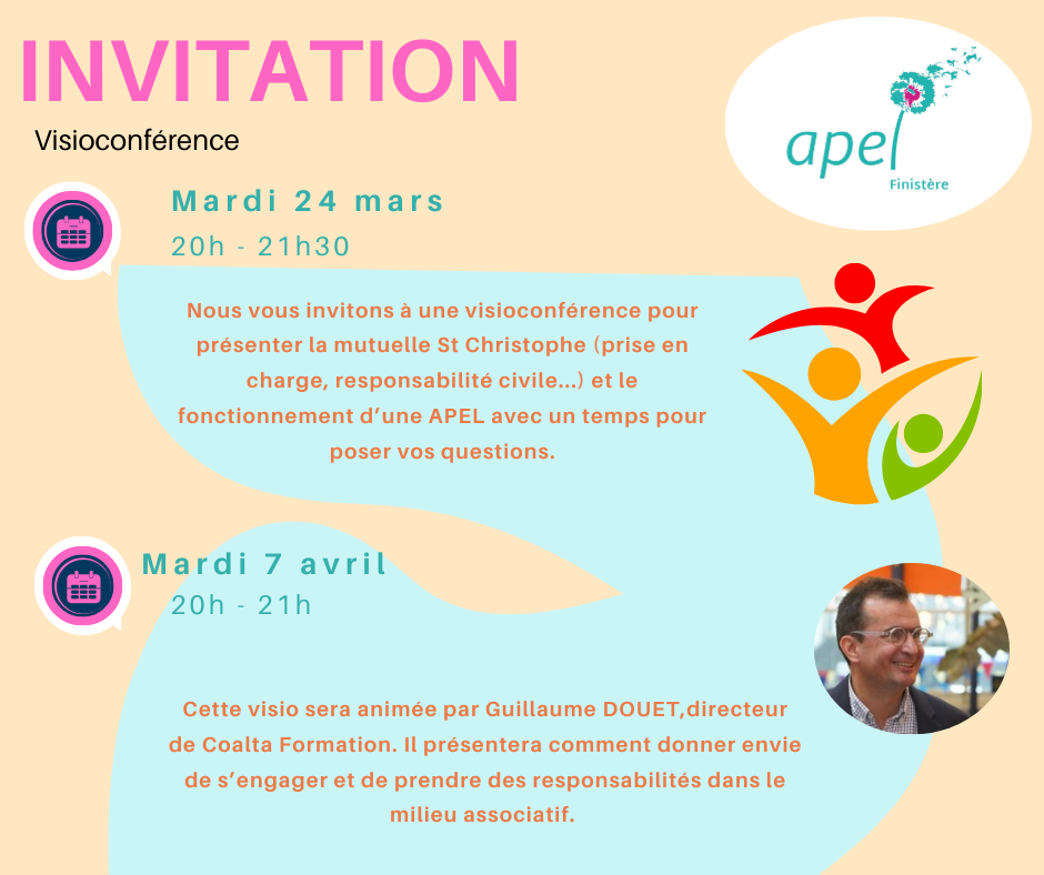 Invitation aux visioconférences des 24 mars et 7 avril